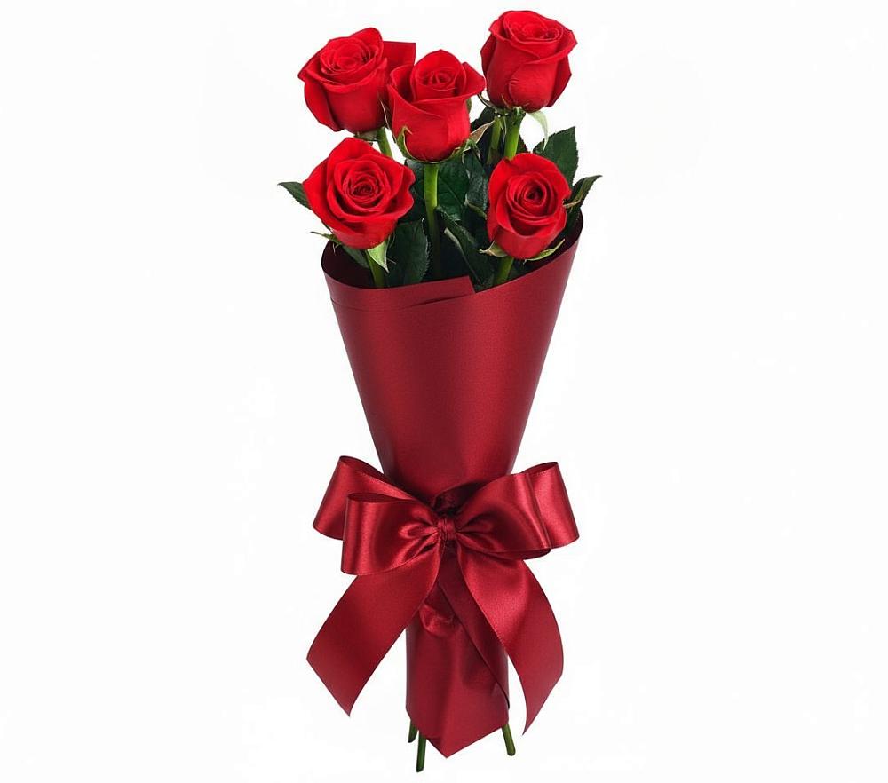 Букет 5 Красных роз Эдлесс Лав в Мокрое