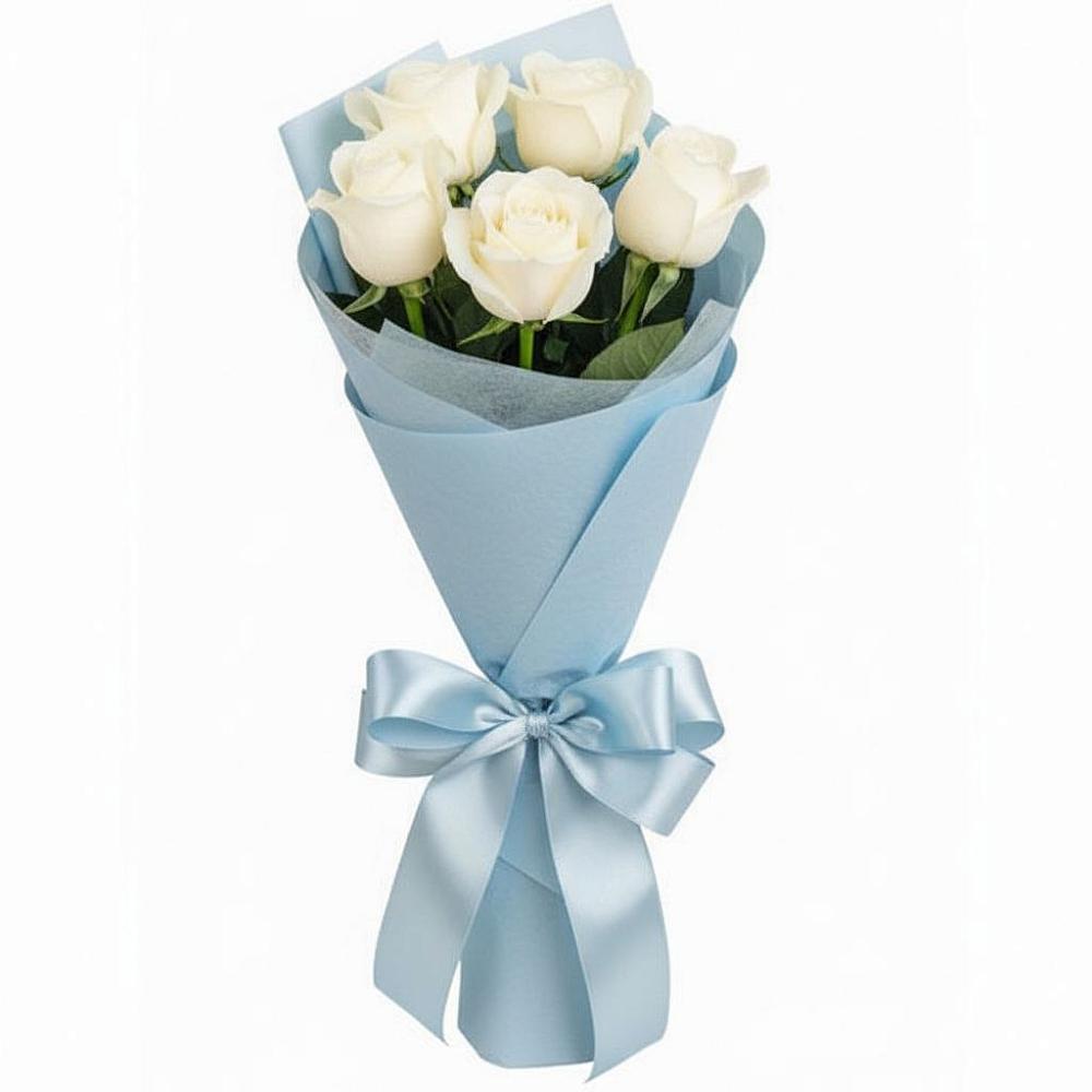 Букет 5 Белых роз Проуд в Мокрое