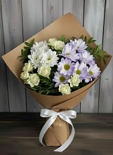 Букет цветов из:  Хризантемы и Розы в Мокрое