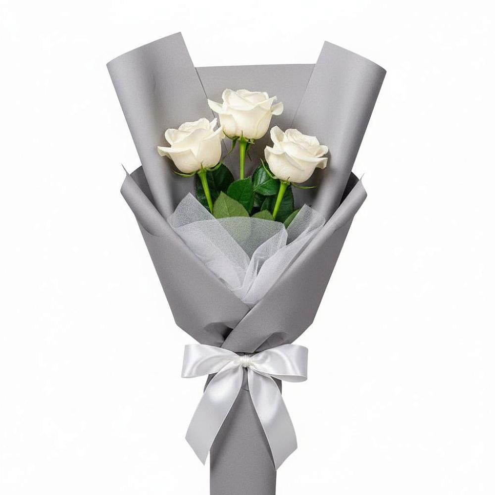 Букет 3 белые розы в Мокрое
