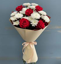 Букет цветов из:  Розы и Хризантемы в Мокрое